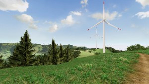 Simulierte Windenergielandschaft