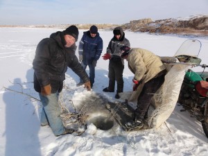 Winterliches Fischen im Syr Darya in Kasachstan: Die Anwohner haben einen engen Bezug zum längsten Fluss Zentralasiens. © William Wheeler