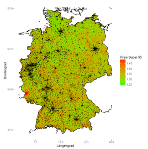Verteilung der Tankstellen in Deutschland