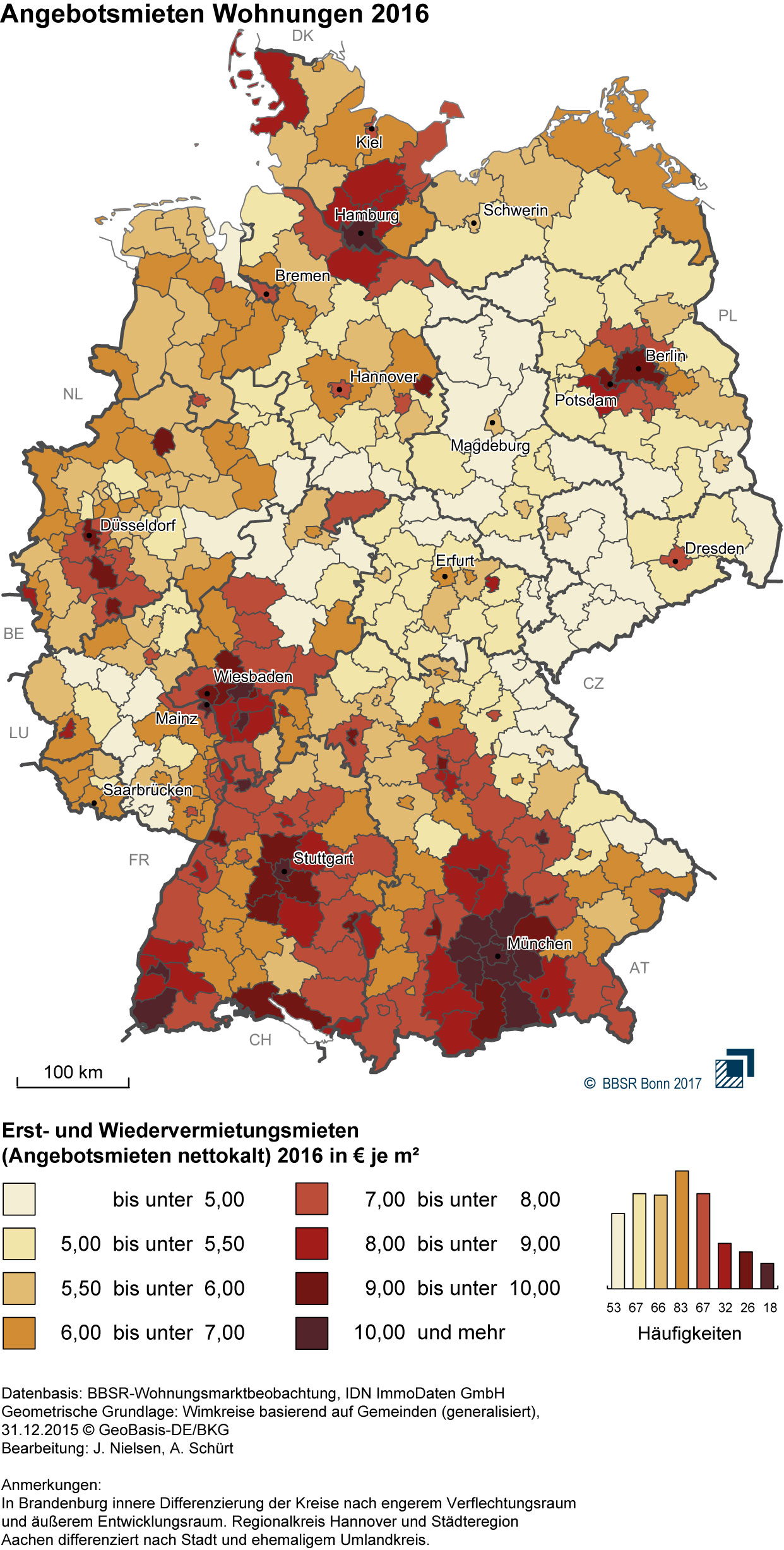 grundstückspreise deutschland karte Wohnungsmieten 2016 flächendeckend gestiegen