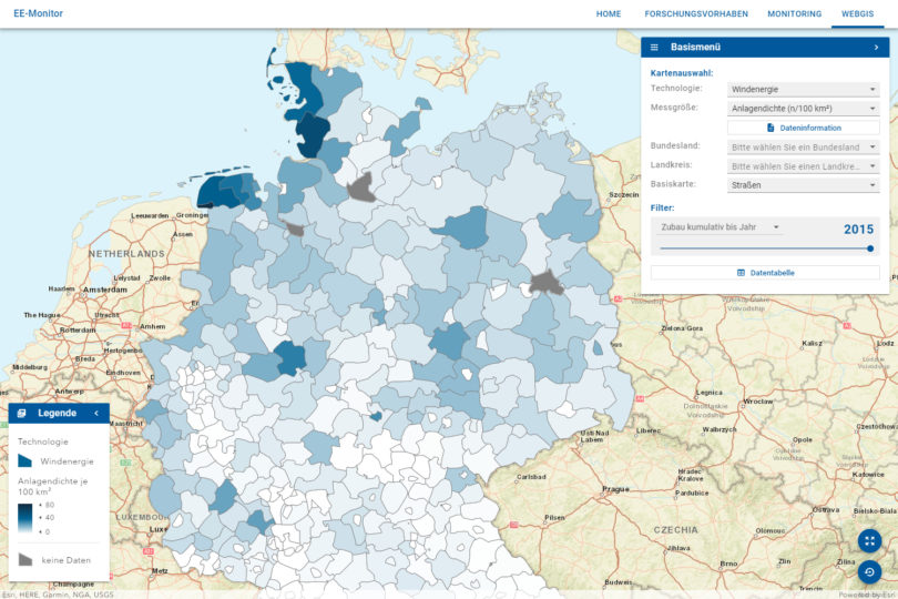 Web-GIS-Anwendung zu erneuerbaren Energien