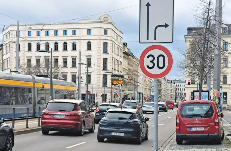 Tempo 30 in einer Hauptstraße in Leipzig